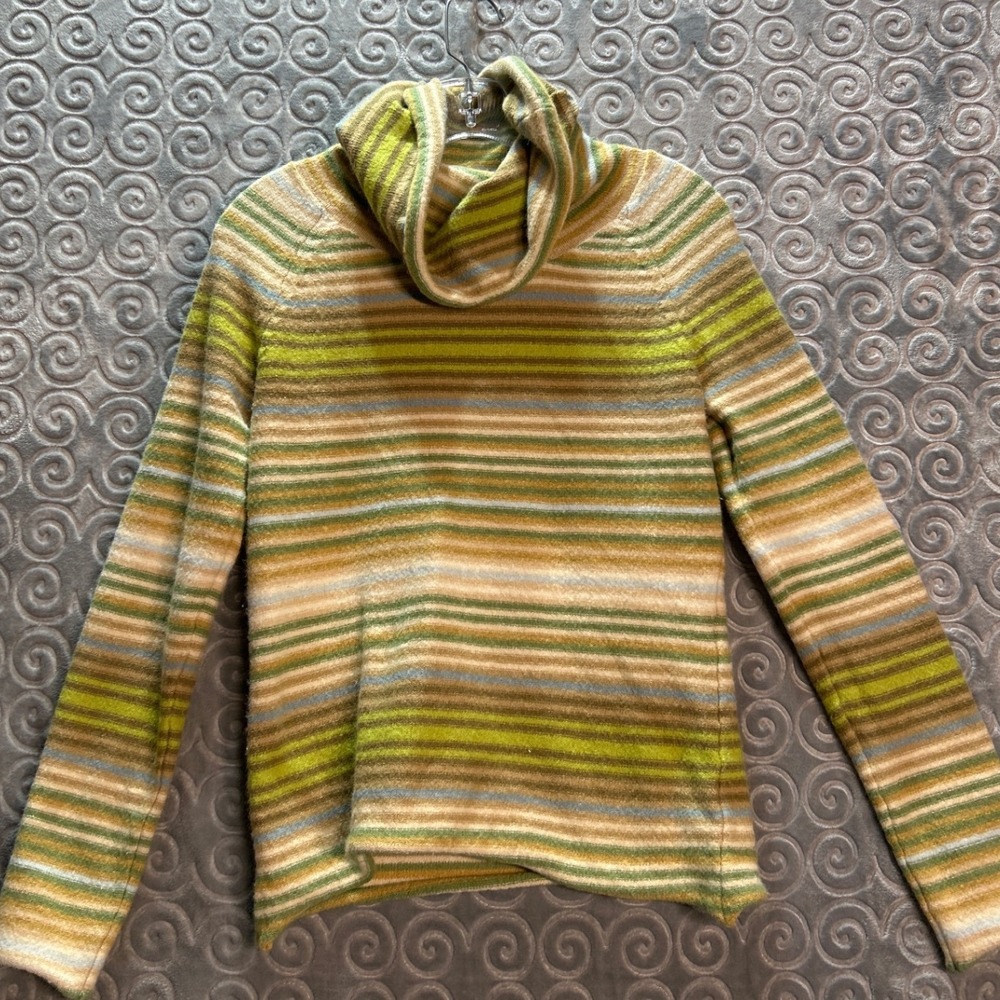 Gap Striped Turtleneck Sweater Green Tan Blue Size M Gapstretch‎